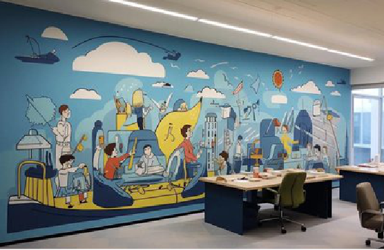  雅江办公室墙绘的特点。