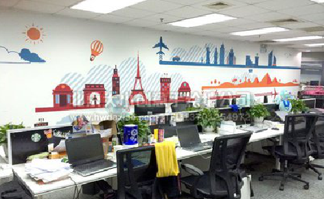  雅江教你设计办公室墙绘的方法。